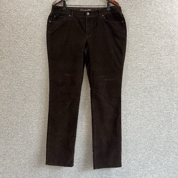 Eddie Bauer Womens Mini Corduroy Pants Size 12 Brown Slightly Curvy Straight - Picture 15 of 16